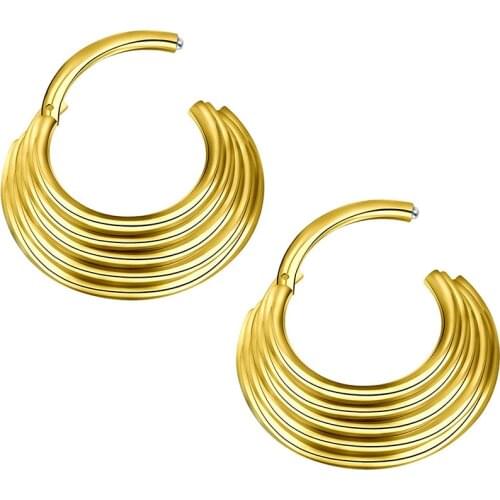 16G Stainless Steel Hinged Segment Ring for Septum, Ear Helix Tragus Cartilage, Lip, and Ear Piercings Clicker Rings Hoop