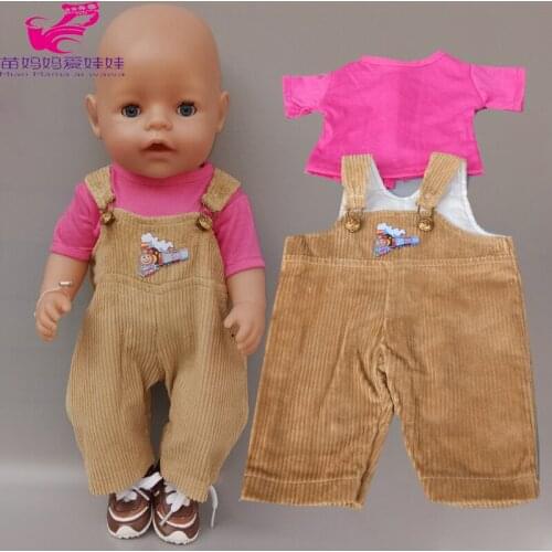 40cm 43cm Baby Doll strap pants overall clothes for bebe doll clothes 18 Inch American Generation girl Doll jacket
