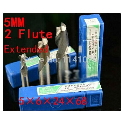 5 pcs/set 5mm two 2 Flute HSS & Extended Aluminium End Mill Cutter CNC Bit Milling Machinery tools Cutting tools.Lathe Tool