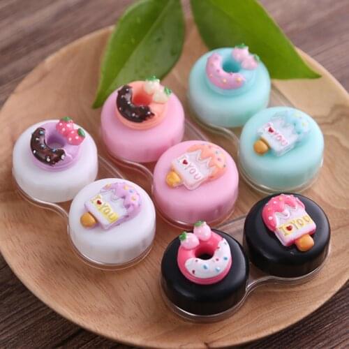 Cute Cartoon Plastic 1Pcs Contact Lens Cases Eye Care Kit Invisibility Glasses Nursing Bins Portable Easy Carry Double US-pupil
