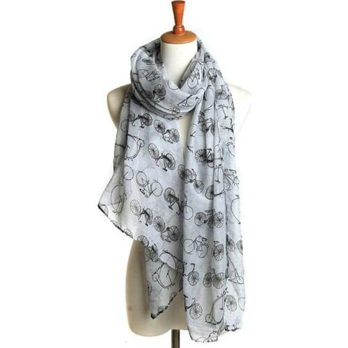 Fashion Viscose Bicycle Scarf Women 2017 Kawasaki Bike Printed Shawl Chain Wheel Scarves And Stoles Compaign Multi Scarves YG567