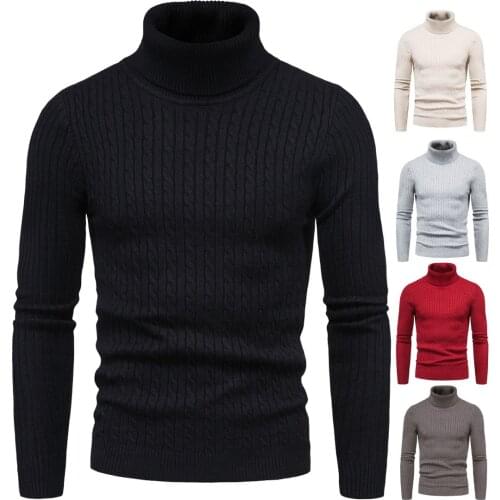 2020 Mens Top Winter Warm Knitwear High Collar Long Sleeve Plus Size Sweater Slim Mens Undershirt Korean Designer clothes