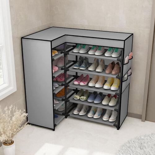 Wall Corner Shoe Cabinets Dustproof Shoes Storage Closet Home Shoe Cabinets Space Saving High Quality Cloth Cover Shoe Racks