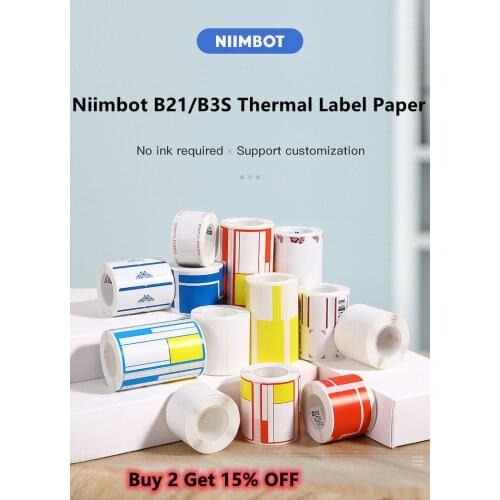 Niimbot B21 B3S Thermal Label Printer Paper 2 Rolls Pocket Printer Paper Sticker Printing Paper Waterproof Oilproof Scratchproof