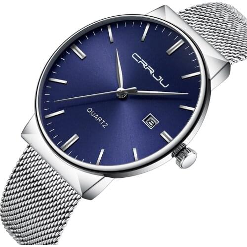 2021 New Men Calendar Watches Mens Stainless Steel Mesh Watch Men Business Casual Quartz Watch Relogio Masculino Male Wristwatch