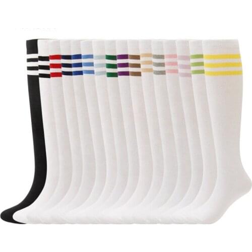 New Design Student Sports Long Sock White Striped Socks Basketball Tube Kids Knee Socks