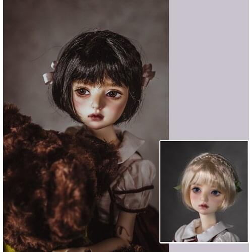 BJD doll wig suitable for 1/3 1/4 1/6 size neat bangs cute mushroom head short hair/student head imitation mohair doll accessori