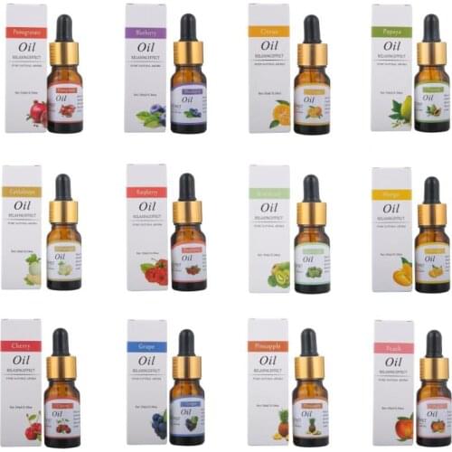 10ml Water-soluble Flower Fruit Essential Oil 100% Pure Natural for Fragrance Relieve Stress Organic Body Massage Relax TSLM2