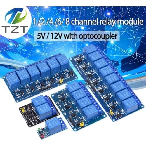 TZT 5v 1 2 4 6 8 channel relay module with optocoupler. Relay Output 1 /2 /4 /6 / 8 way relay module 12V for arduino blue