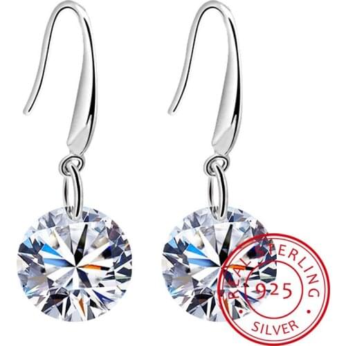 Simple Round Austria Crystals Drop Earring For Women Colorful Beads S925 Sterling silver Jewelry Best Friend Gift