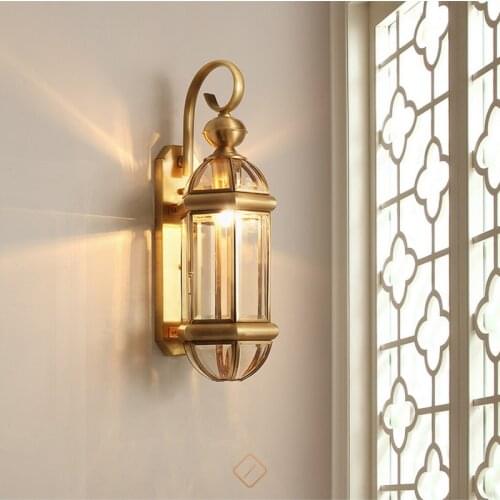 Nordic Outside Light Wall Lights copper outdoor wall lamp waterproof corridor aisle balcony exterior wall stair retro led lamp