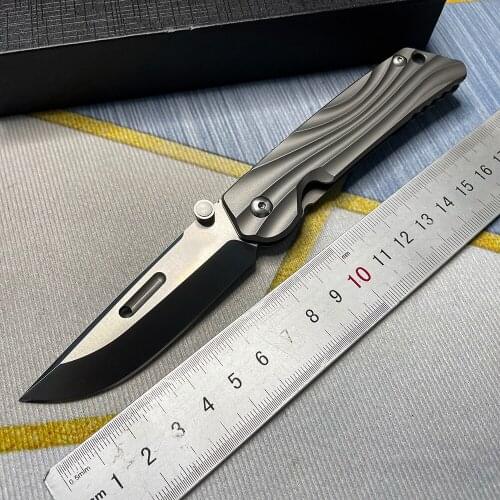 Outdoor folding knife Japan fat forward sharp self-defense camping EDC tool titanium alloy AUS10 steel portable fruit knife