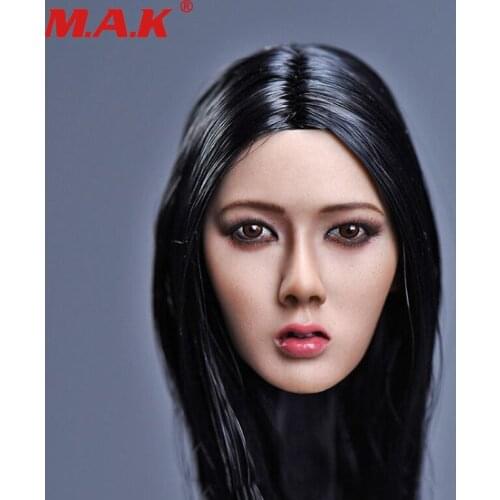 1/6 Xiu series Asian female woman girl young lady head sculpt with long black bair F 12" suntan color body figure toy