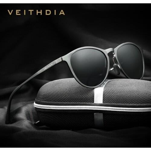 VEITHDIA Unisex Retro Aluminum Magnesium Brand Sunglasses Polarized Lens Vintage Eyewear Accessories Sun Glasses Men/Women
