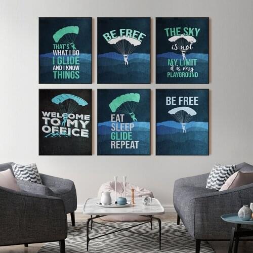 Tropical Paraglider Modular Printing Retro Poster Wall Artwork Picture Modern Canvas Painting Living Room Nordic Home Decoration