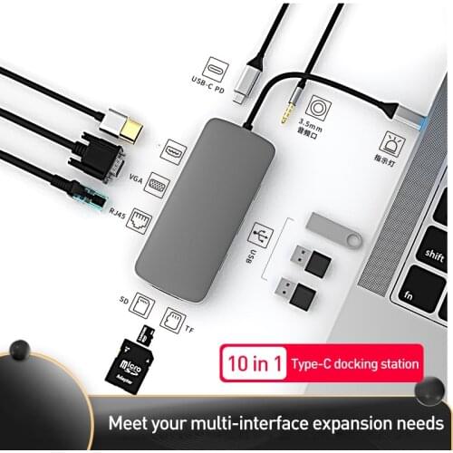 USB 3.0 Type C To HDMI-Compatible Hub Adapter 4K USB C Hub RJ45/VGA/SD / TF PD Fast Charging For MacBook Pro Type-C Adapter Hub