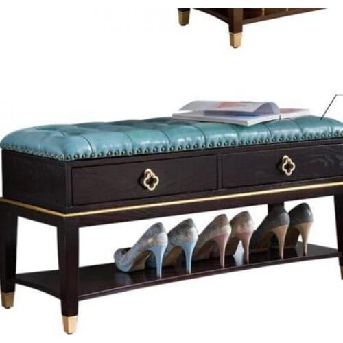 Enter The Door To Change The Shoe Stool Solid Wood Shoe Stool New Chinese Style Light Luxury Single Layer Shoe Rack Stool Storag