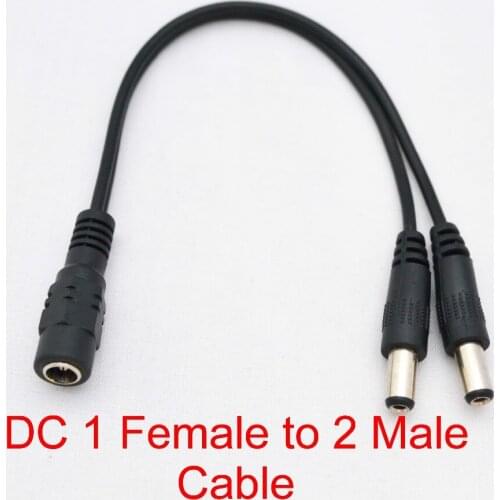 High quality All copper brand 200pcs DC Power 5.5x2.1mm 1 Female to 2 Male Plug Cable Splitter Adapter for Security CCTV Camera