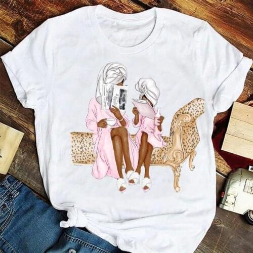 2021 Women Fashion Daughter Short Sleeve Mother Mom Mama Cartoon Tshirts Clothes Stylish T Top Lady Print Tee T-Shirt