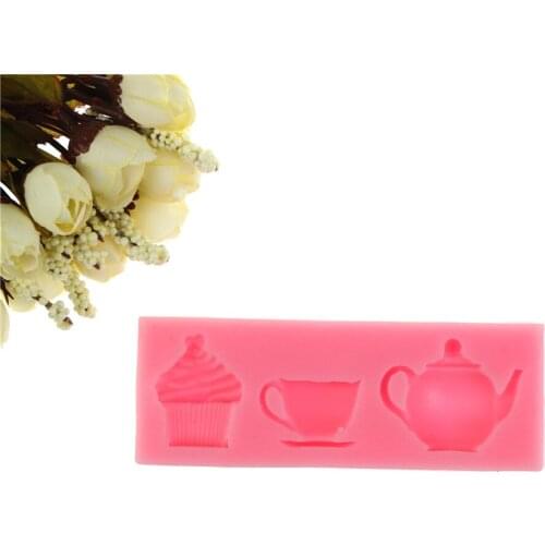 1Pcs Cute DIY Cup Teapot Cupcake Silicone Soap Mould Paste Fondant Cake Chocolate Baking Decorating 3D Mold Tools