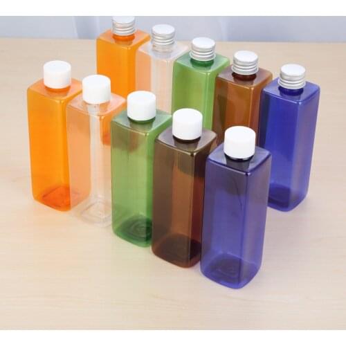 1pc 250ml Multiple Color Empty Disc Top Cosmetic PET Lotion Bottles Shampoo Plastic Bottle with Cap Makeup Bottles