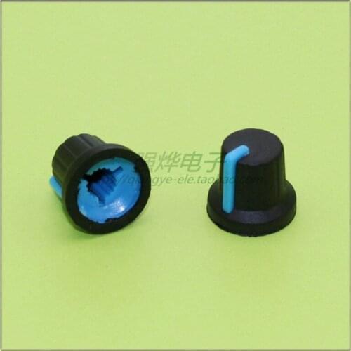 10 pieces 16*15MM black blue plastic knob potentiometer knob speed control knob flower shaft inner hole 6MM