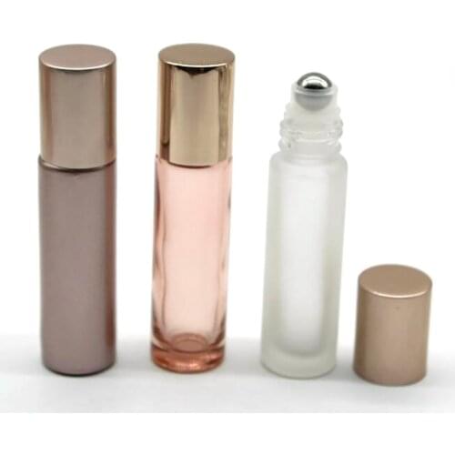 10pcs/lot 5ml10ml Roll On Bottle Thick Frosted Glass Perfume Bottle Refillable Empty Roller Essential Oils Vials