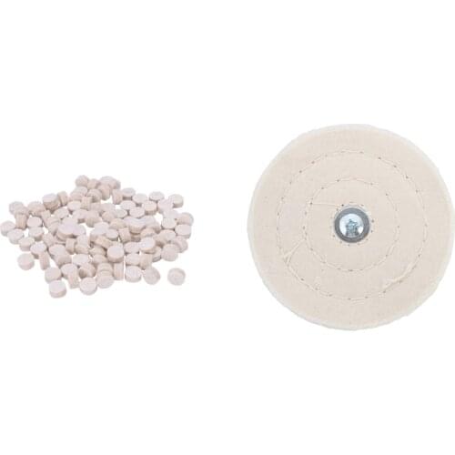 100Pcs Wool Felt Polishing Buffing Round Wheel Tool + 2 Shank with 4Inch 100mm Cloth Polishing Mop Wheel Pad