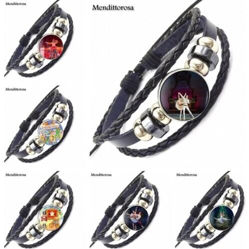 The Nutcracker Ballet Jewelry Glass Cabochon Black Leather Bracelet Bangle Jewelry For Girls Gifts