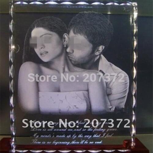 Free Shipping Nice Crystal Wedding Decoration, 2d Laser With Image, Crystal Paperweight , Wholesale and Retail