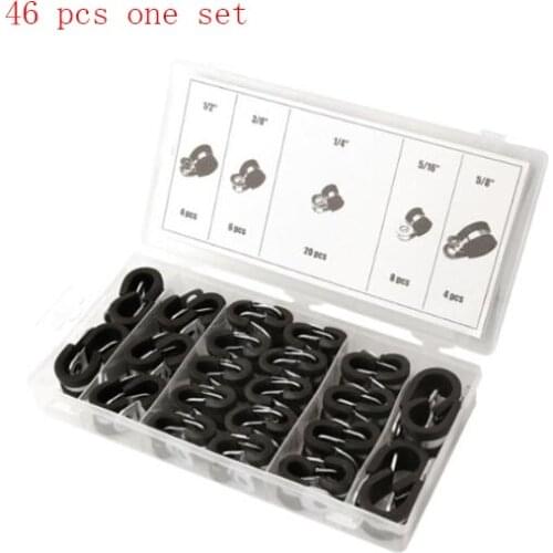Free shipping pipe clamp 46pcs/lot Galvanized ironRubber Lined P Clips Cable Mounting Hose Pipe Clamp Mikalor with