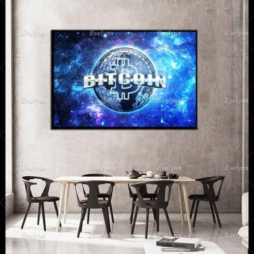 Large Canvas Print Bitcoin Abstract Art Hd Wall Art Canvas Print Currency Poster Print For Living Room Unique Wall Art for Decor