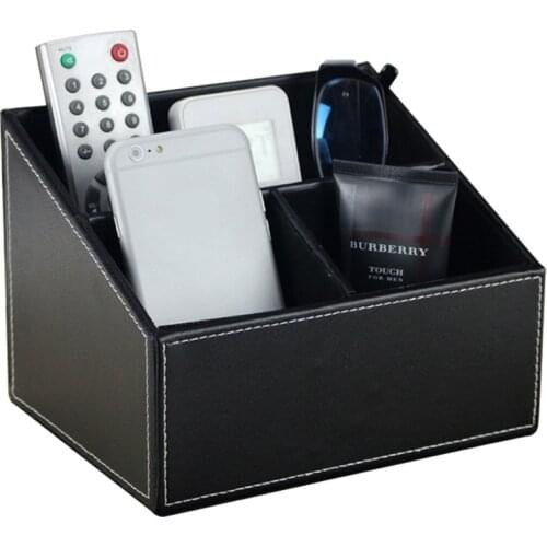 Leather needle leather desktop brief box storage box mobile phone holder box