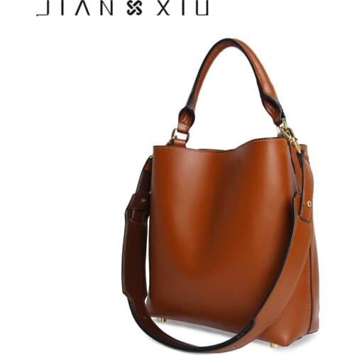 JIANXIU Brand Women Messenger Bag High Quality Genuine Leather Handbag Casual Composite Bag 2020 Large Bucket Shoulder Tote Bag