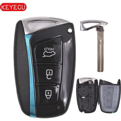 Keyecu Smart Remote Key Shell Case 3 Button FOB for Hyundai Santa Fe ix45 Uncut Blank Blade