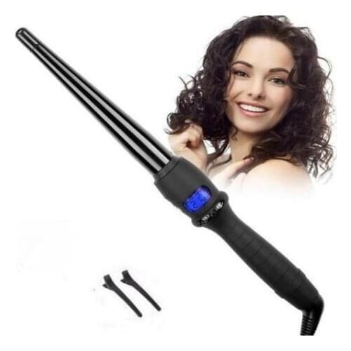 LCD curlers conical curling iron single tube ceramic glaze pear flower cone electric hair curly hair