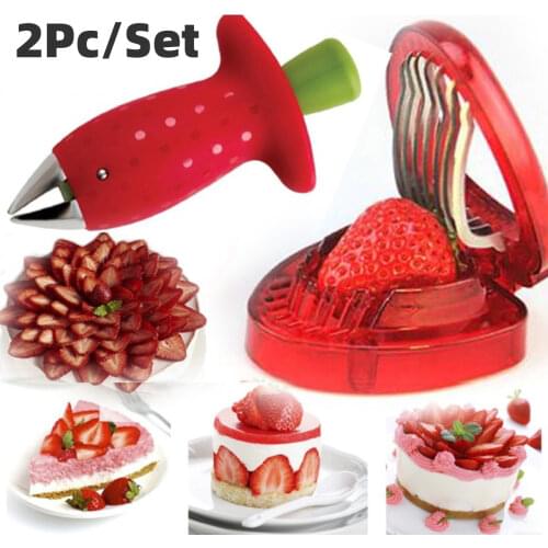 Kitchen Gadget Tools Strawberry Corer Leaf Stem Remove Slicer Strawberry Jam Strawberry Cake Dessert Making Tool Slicer Piece