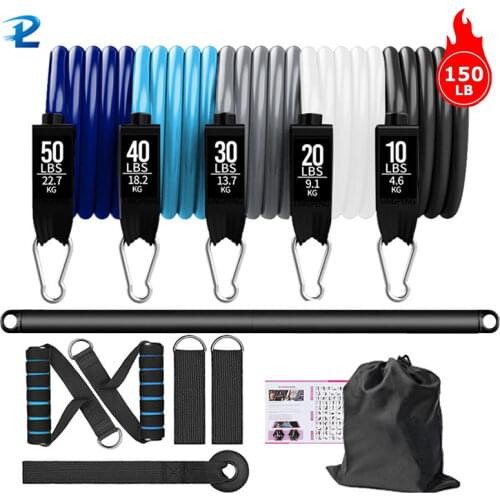 150lbs Fitness Resistance Band Pull Rope Yoga Rubber Band Elastic Band Upgrade Training Band Set Pilates Fitness Equipment Home