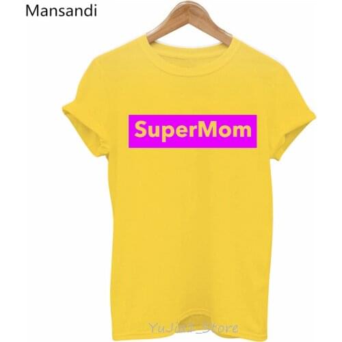 2021 Hot Sale Super Mom Letter Print Women Tshirts Funny T Shirt Femme Harajuku Shirt Female T-Shirt Summer Fashion Shirt