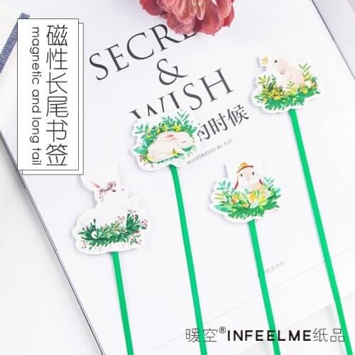 12PCS/LOT rabbit liras magnetic bookmark