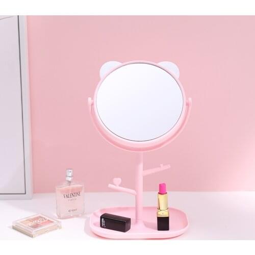 Cute Cartoon Makeup Mirror HD Rotatable Desktop Makeup Mirror Girl Vanity Mirrors