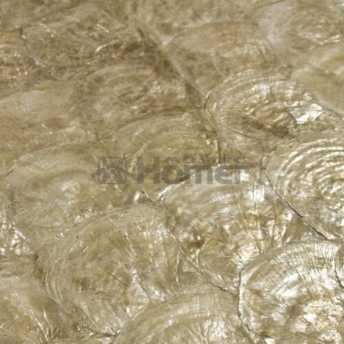 Mother of pearl mosaic, luxury golden capiz tiles mesh backing 300x300mm bedroom wall covering living room tiles
