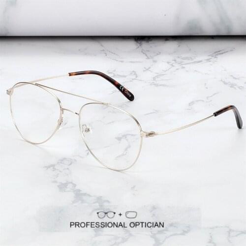 BLUEMOKY Metal Pilot Glasses Frame Men Anti Blue Light Lens Myopia Optical Eyewear Spectacles Ultralight Prescription Eyeglasses