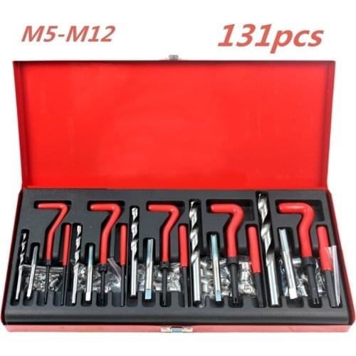 JUSTINLAU 131 Pcs Engine Block Restoring Damaged Thread Repair Tool Kit M5 M6 M8 M10 M12