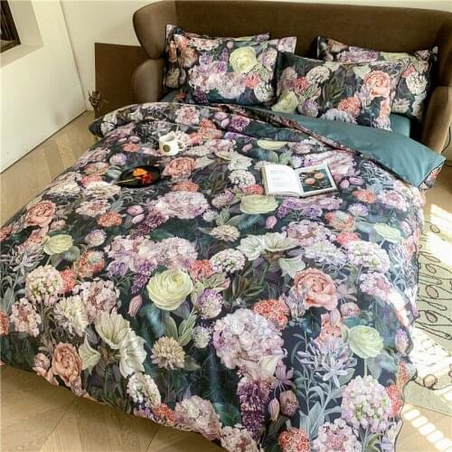 Tropical Leaves Flowers Duvet cover set Silky Soft 100%Egyptian Cotton Bedding set Queen King Bed sheet Quilt Cover Pillowcases