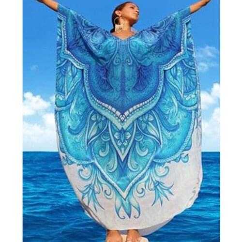 New Swimsuit Cover up Plus size Bohemian Beach Maxi Dress pareo Beach Robe de Plage Bathing suit Women Cover-ups Saida de Praia