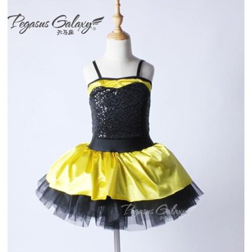 2017 New Yellow & Black Swan Lake Ballet Costume Children Sequins Ballet Dress Women Ballet Leotard Dance Dress Dancing Clothes