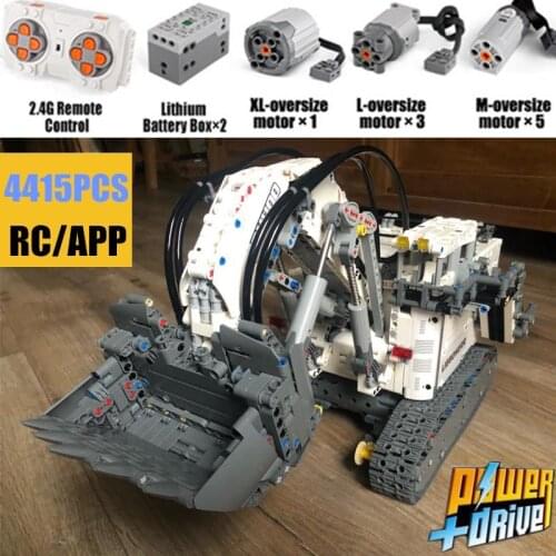 New Motor Power Function Excavator R9800 Mobile Crane Mk II Car Fit Technic Crane Model Building Blocks Bricks 42100 Kid Gift