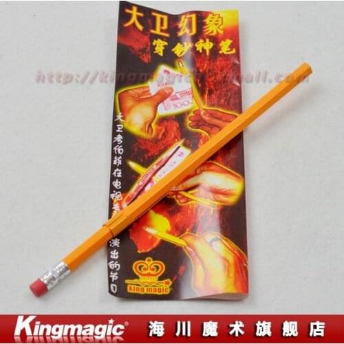 Wholesale Pencil Penetration Thru Money by Copperfield/magic tricks/magic set/magic props/close up magic/10pcs/lot Free shipping