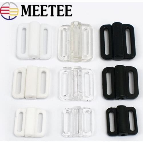 50Sets Meetee 8-25mm Plastic Bra Buckles Swimwear Adjust Front Closure Clip Bikini Clasp DIY Sewing Underwear Accessories